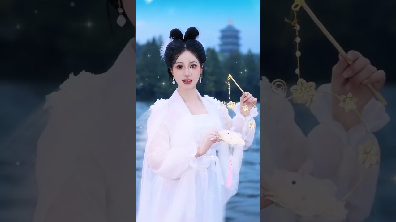 中秋節 ,白兔壹現天下安#玉兔 #变装 #中秋快乐 #妆前妆后 #makeup #shorts