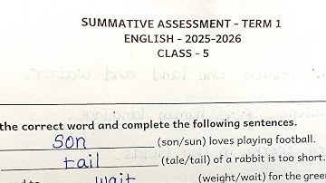 5th Standard English Term1 Summative Assessment Answers 2025-26 @illanthendral7 