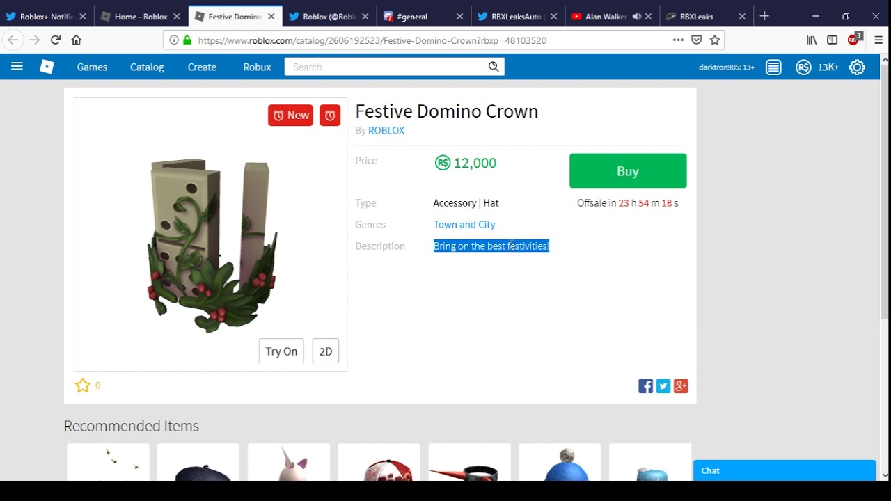 New Festive Domino Crown Roblox Christmas 2018 Offsale - festive domino crown roblox