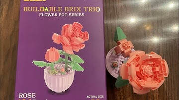 Let’s Build Micro Brix Rose | Buildable Brix Trio Flower Pot Series building bricks 106 pieces