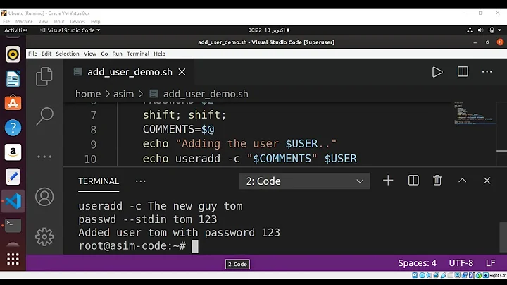 Bash script to add a user