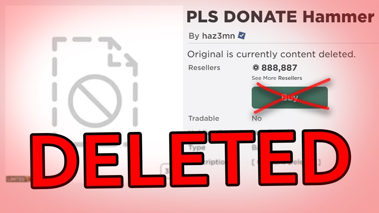Roblox DELETED The PLS DONATE Hammer... - YouTube