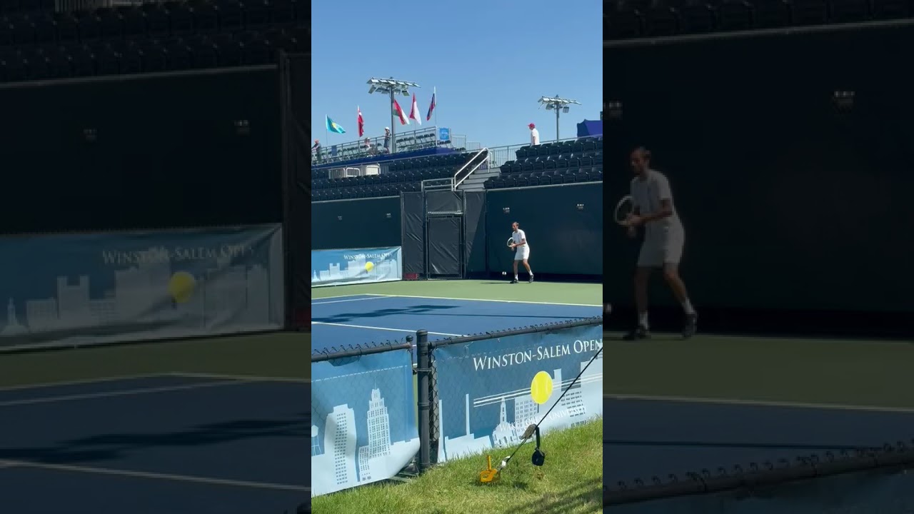 Crazy return position - can only be Daniil Medvedev in Winston Salem practice #atp #tennis #atptour