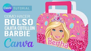 Como hacer CAJITA COTILLON BARBIE para FIESTAS INFANTILES con CANVA GRATUITO paso a paso muy fácil