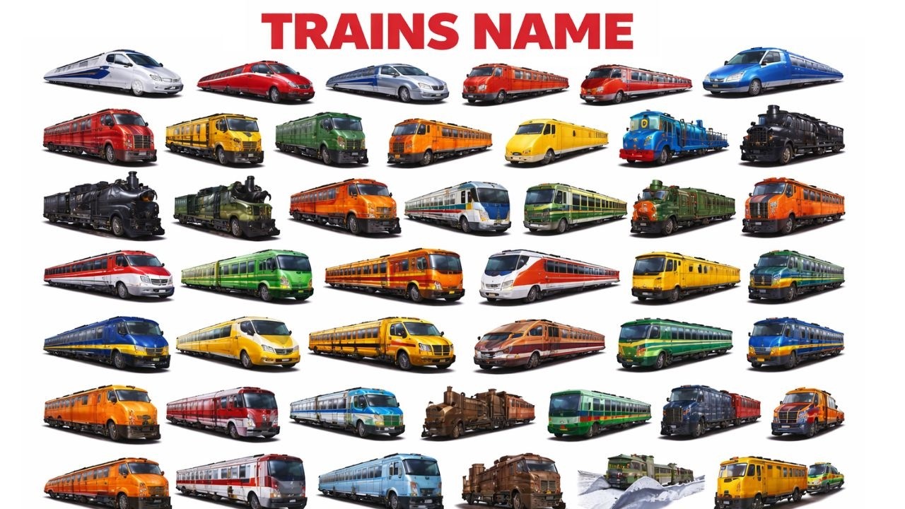 Train Names Examples 50 Trains Name for Kids |Types of Trains | Learn Railway Transport in ...