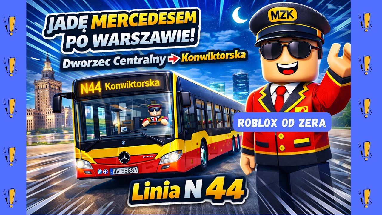 🌌 Nocna linia N44 w akcji! Warszawa po zmroku | Roblox DTG2
