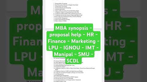 MBA synopsis - proposal help - HR - Finance - Marketing - LPU - IGNOU - IMT - Manipal - SMU - SCDL