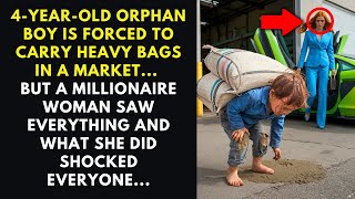 4-YEAR-OLD ORPHAN BOY IS FORCED TO CARRY HEAVY BAGS IN A MARKET, BUT...