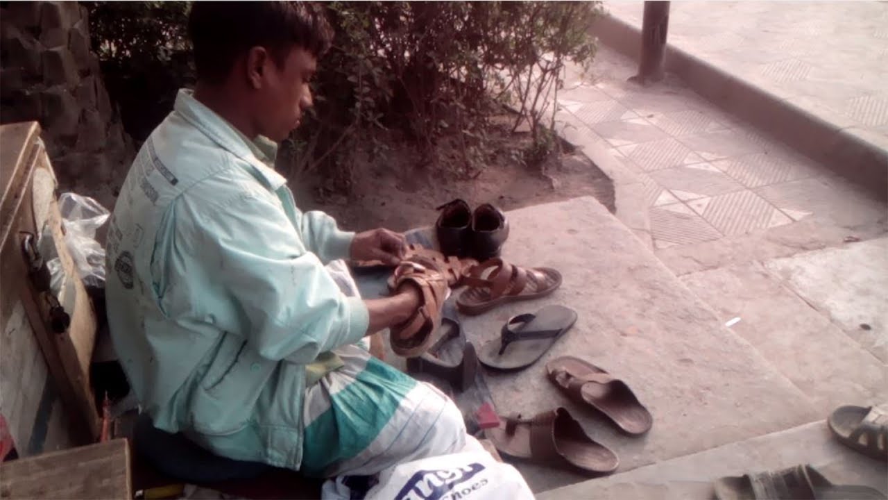Amazing Bangladeshi Street Cobbler Street Shoe Repair Roadside shoe