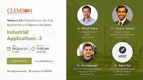Data Science, Machine Learning and AI: Applications Webinar 5: Industry - II