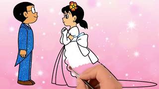 Vẽ Và Tô Màu Đám Cưới Của Shizuka Và Nobita - Cô Dâu Shizuka Dễ Thương |  Draw Nobita - Doraemon Art. - Youtube