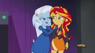 Trixie - i especially liked the part were sunset shimmer in a fit of jealous rage knocked out rainbo