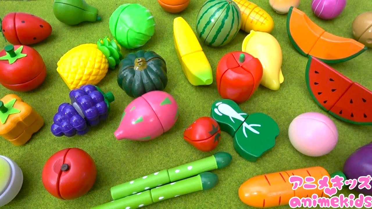 Learn the names of fruits and vegetables! Cut fruits and vegetables! @animekids