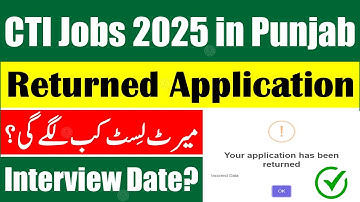 CTI Jobs 2025 Update | CTI Tentative Merit List | CTI Interview Date 2025