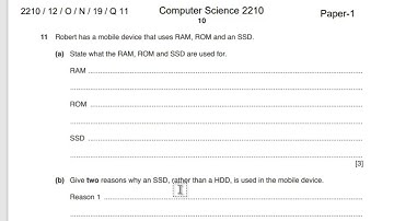 Paper 1 | Computer Science 2210  | Memory and Data Storage | October November 2019 | Question #  11