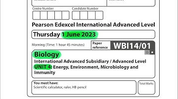 A level | Biology | Unit 4 | June 2023 | Edexcel