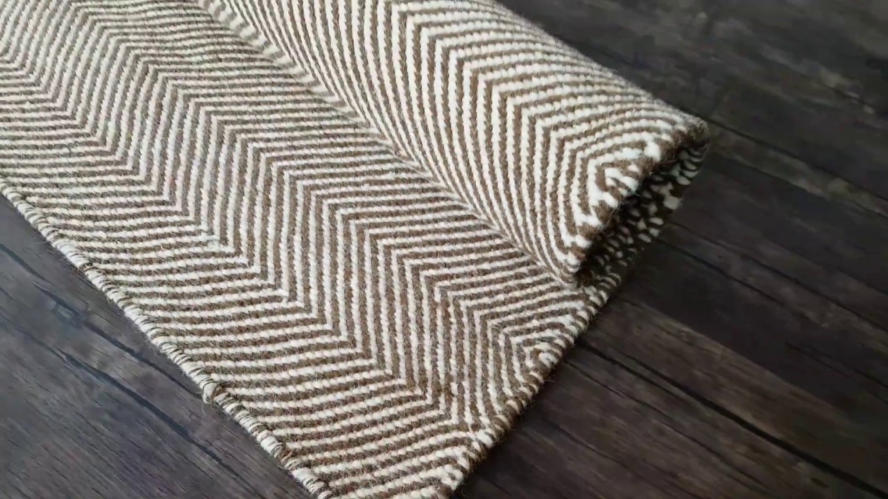 DOTTS RUGS HAND MADE WOOL KILIM "MARRAKESH" IN BROWN CHEVRON