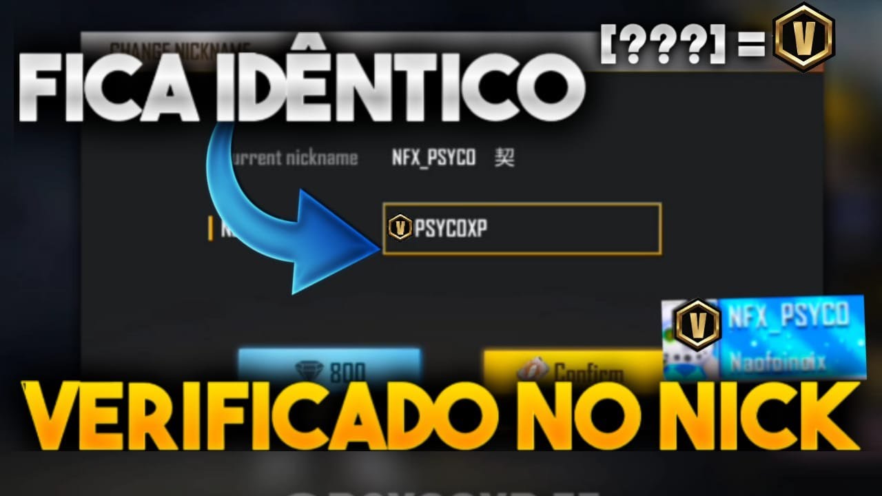 COMO COLOCAR O V DE VERIFICADO NO NICK E NO PERFIL DO FREE FIRE MODO FACIL  