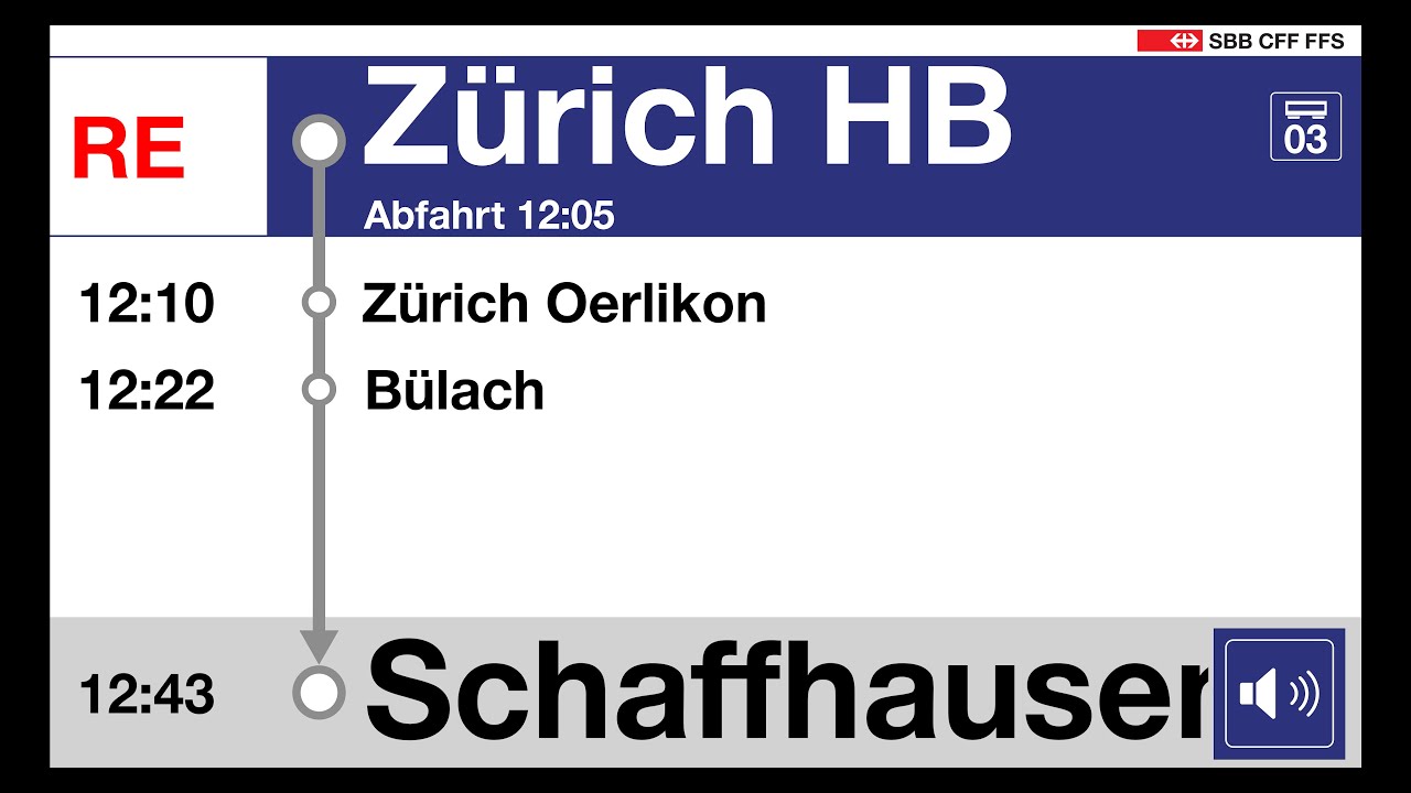 SBB Ansagen, RE (Zürich HB-Schaffhausen) FV-Dosto Version