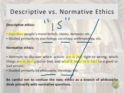 Video: Ano ang isang halimbawa ng normative ethics at descriptive ethics?
