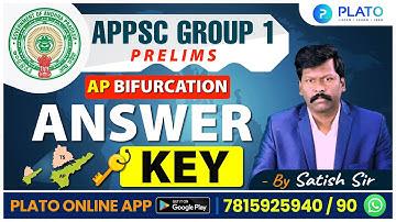 APPSC Group 1 Preliminary Answer Key 2023 (AP Bifurcation) Explanation | Telugu By Sathish Sir