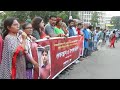Protest with burning torches over hacking to death of Ananta Bijoy Das