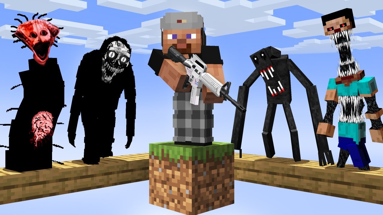 Armas VS Todos los Mods De Terror en Minecraft Oneblock
