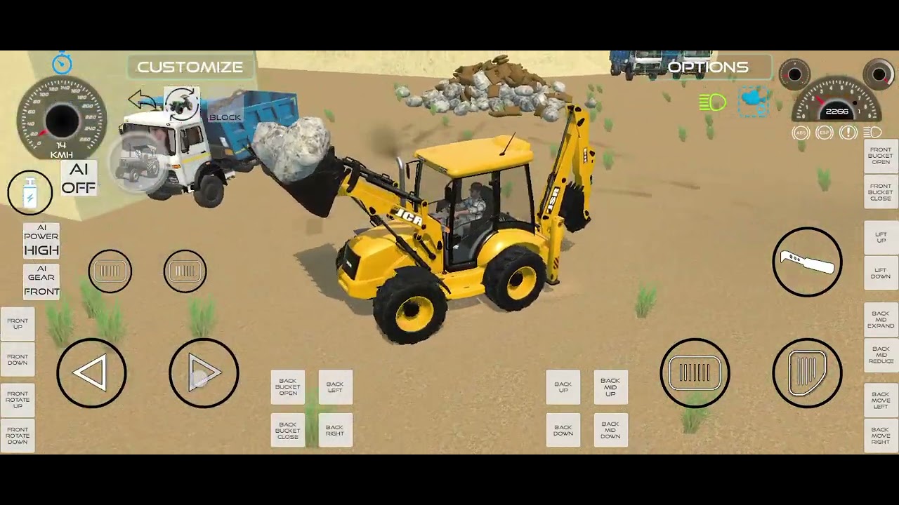 JCB  truck 🚧 JCB se tractor me pathar bhare Gaye 🗯️🚧