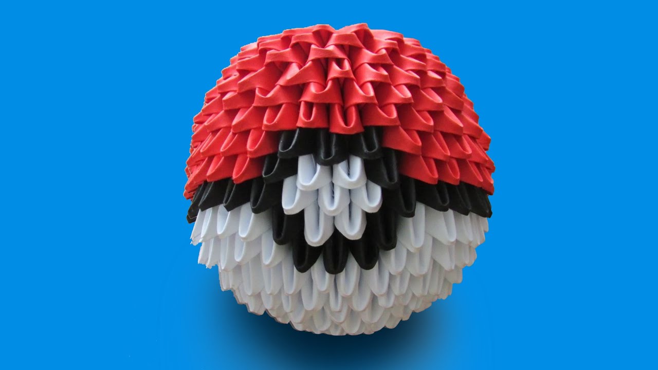 How To Make A 3d Origami Pokeball Youtube