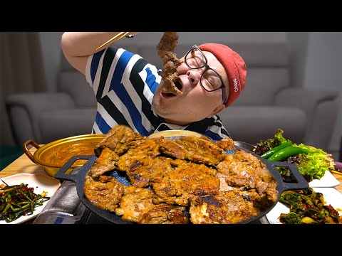 뼈붙은 살은 맛있다│Grilled Pork <strong>Galbi</strong> Mukbang Eatingshow