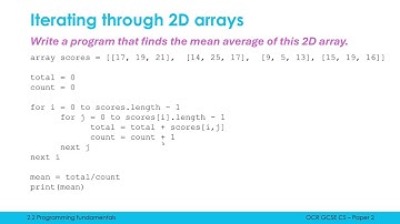 Iterating through 2D Arrays