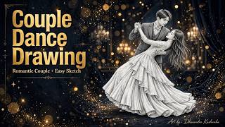 Romantic Couple Dance Drawing ❤️ | Boy and Girl Dancing Pencil Sketch | Couple Dancing Drawing Easy