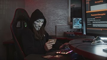 Person in Guy Fawkes Mask Using Computer | Coding | Hacking