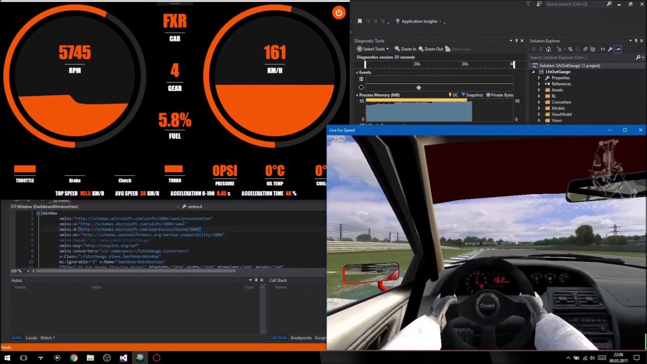 OutGauge Project for Live For Speed (LFS) Racing Simulator - YouTube