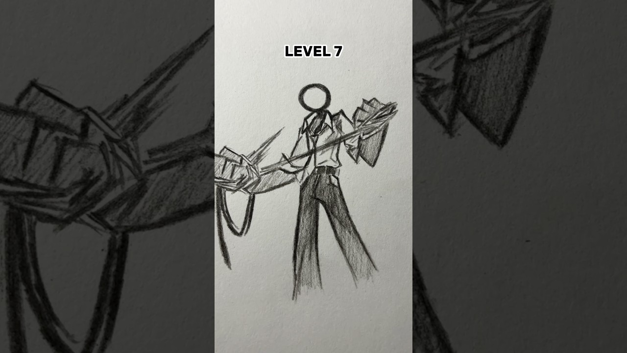 Drawing stickman with weapons in different levels 