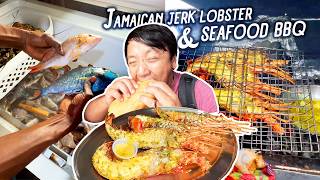 Jamaican JERK LOBSTER & Fish BBQ + Trying Traditional Jamaican STREET FOOD in Montego Bay Jamaica