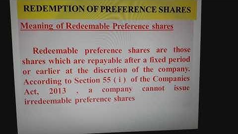 Redemption of Redeemable Preference Shares