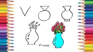 اسهل طريقة لتحويل الحروف الانجليزية الي رسومات .. حرف(V),(Vase) فازة