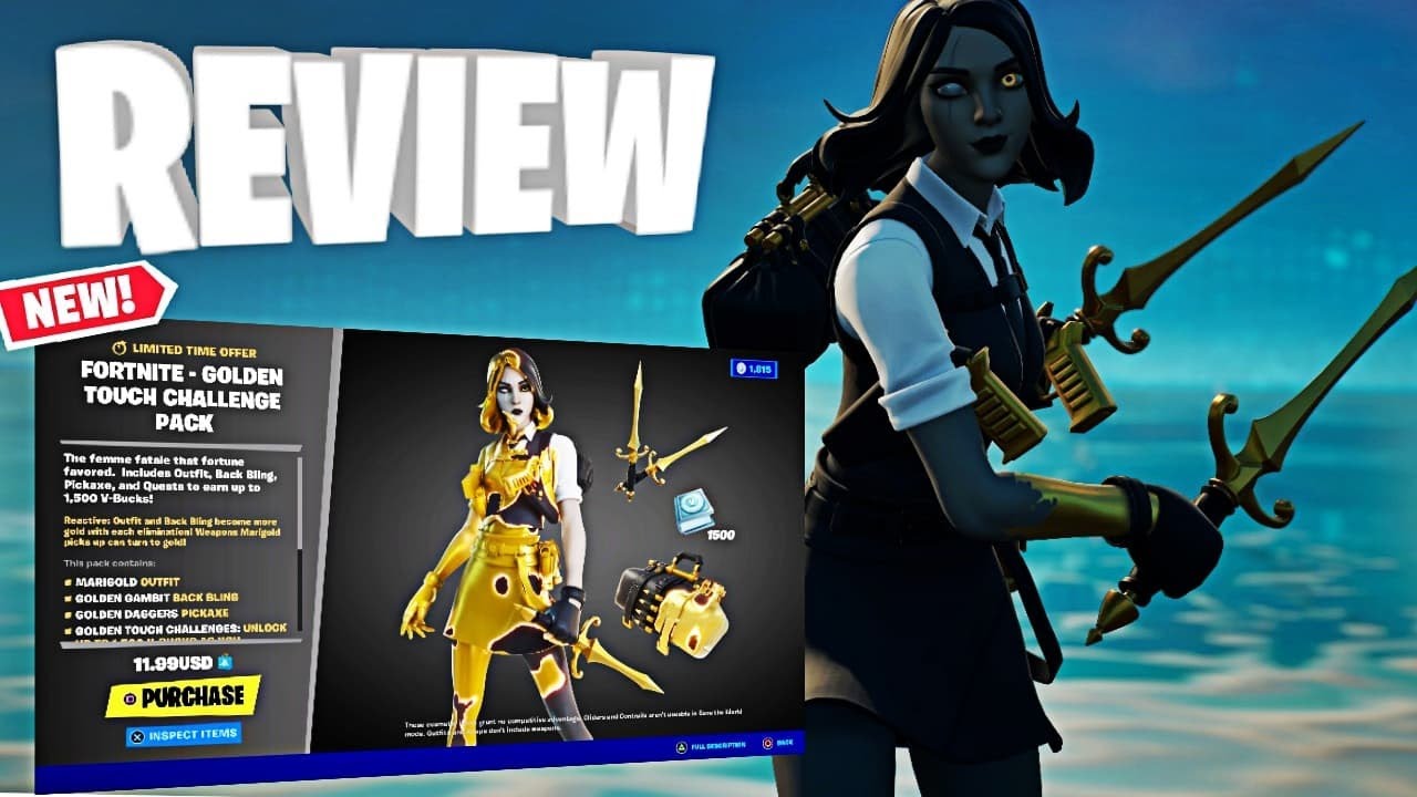 *NEW* MARIGOLD SKIN + GOLDEN DAGGERS PICKAXE GAMEPLAY & REVIEW NEW GOLDEN TOUCH CHALLENGE PACK