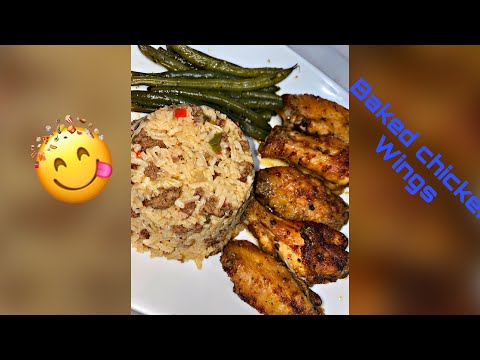 Baked chicken wings and dirty rice!