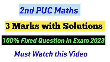 2nd PUC Maths 3 Marks Fixed Question with Solutions#Shivamurthysacademy#maths#2ndpu