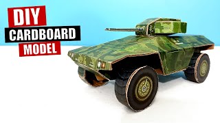 How to make a DIY cardboard armored car WCV 29 Ursus, a fictional wheeled tank model, tutorial