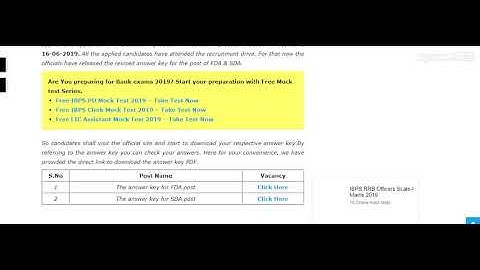 KPSC FDA SDA Revised Answer Key 2019 PDF