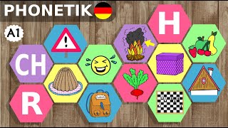Deutsch Phonetik: CH, H & R  Aussprache, Schwierige Laute, German pronunciation, difficult sounds A1
