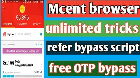 Mcent browser unlimited tricks| refer bypass script| auto refresh unlimited tricks,