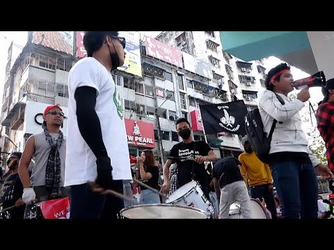 Youth-led protest gets musical as it kicks off in downtown Yangon