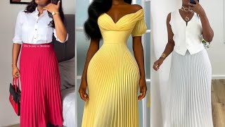 How   to  Sew  HOMEMADE   PLEATED    SKIRT using PLAIN CREPE FABRIC ( Detailed)