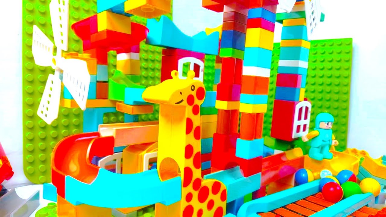 Satisfying Building Block Coaster Marbles Run Race ASMR - Shooting Sound Marble Asmr Best Relax