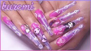 nails acrylic press kuromi airbrush tutorial