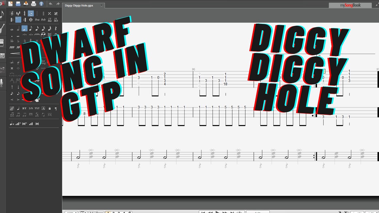 Diggy Diggy Hole In Guitar Gtp Free Tabs Dwarf Song Youtube 